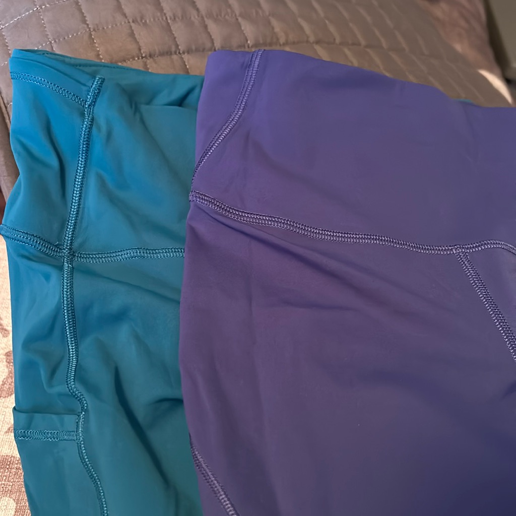 Lululemon 2 Pair. Blue And Green Leggings!